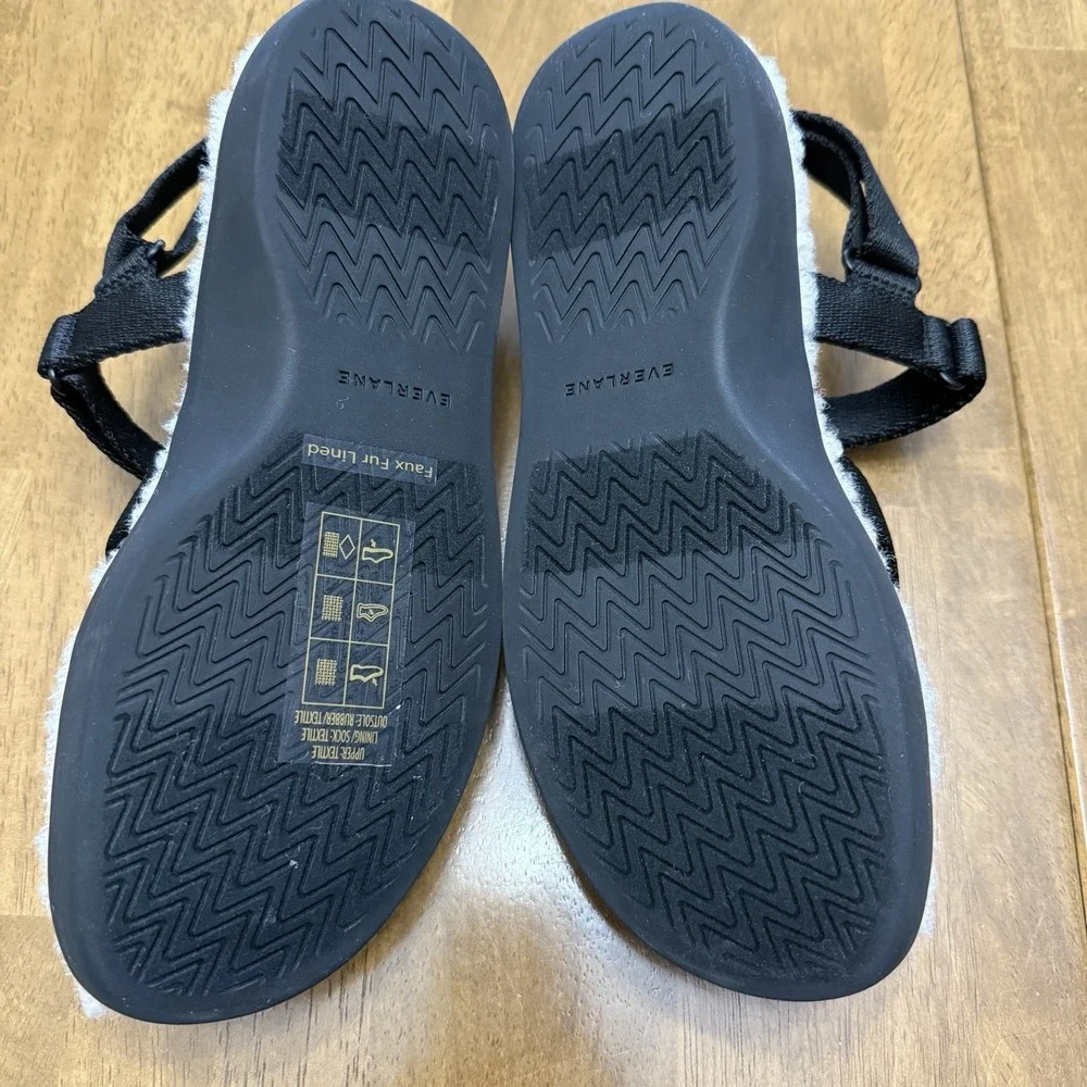 NIB Everlane Teddy sport sandal women's 7 faux fur lined black strappy cozy warm